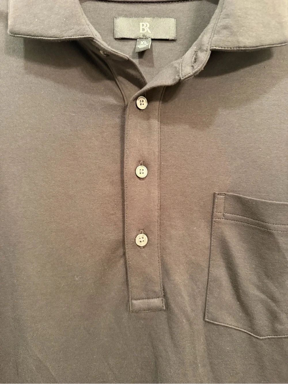 Banana Republic Men's Long-Sleeve Polo Shirt with Pocket - Black